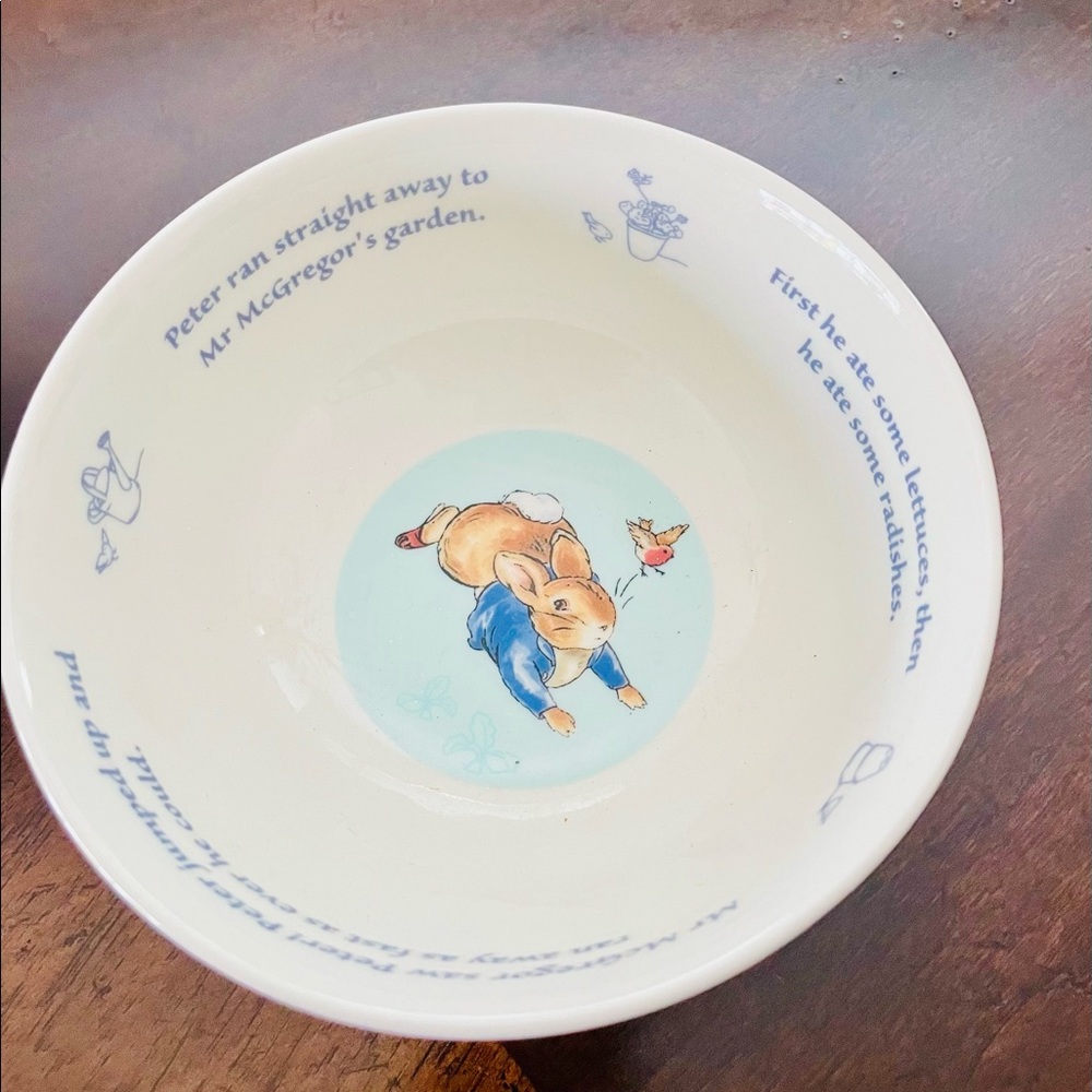 Child’s Wedgwood Peter rabbit plate & bowl set ( Plate on back has a small chip)
